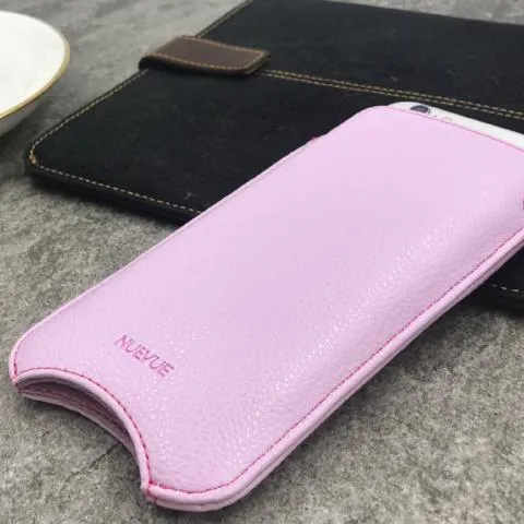 Apple iPhone 15 Pro Max Sleeve Case in Sugar Purple Vegan Leather | Screen Cleaning Sanitizing Lining | Smart Window