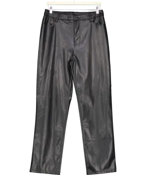 ASOS Black Straight Faux Leather Trousers UK 12