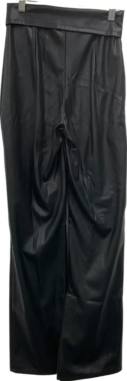 Black Faux Leather Fold Over Trousers UK S
