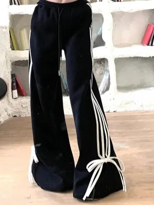 Girlary Striped Sweatpants Baggy Casual Y2k Women Streetwear Elastic Waist Wide Leg Pants Sporting Trousers Clothes 90s Gothic Hiphop