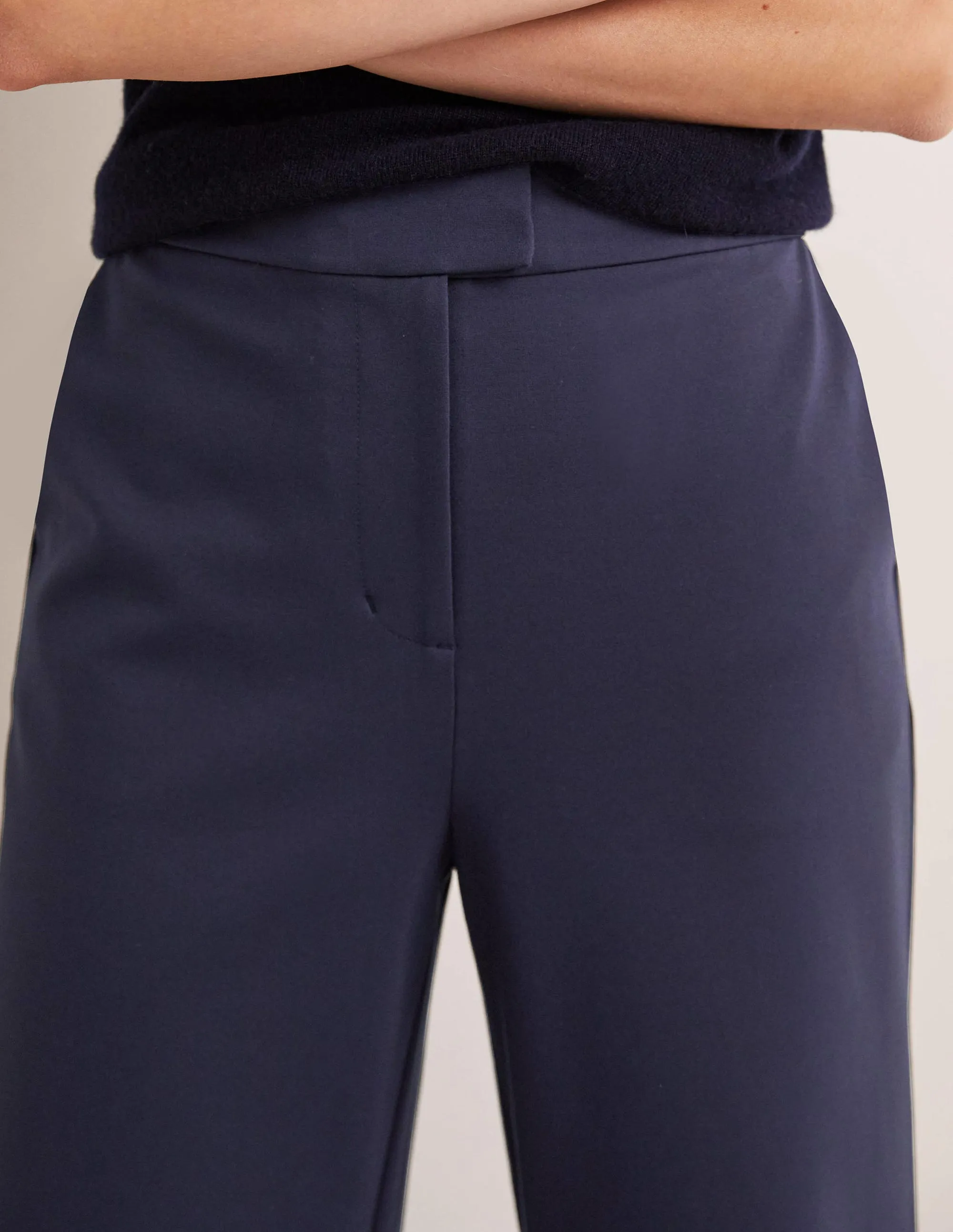Jersey Wide Leg Culottes-Navy