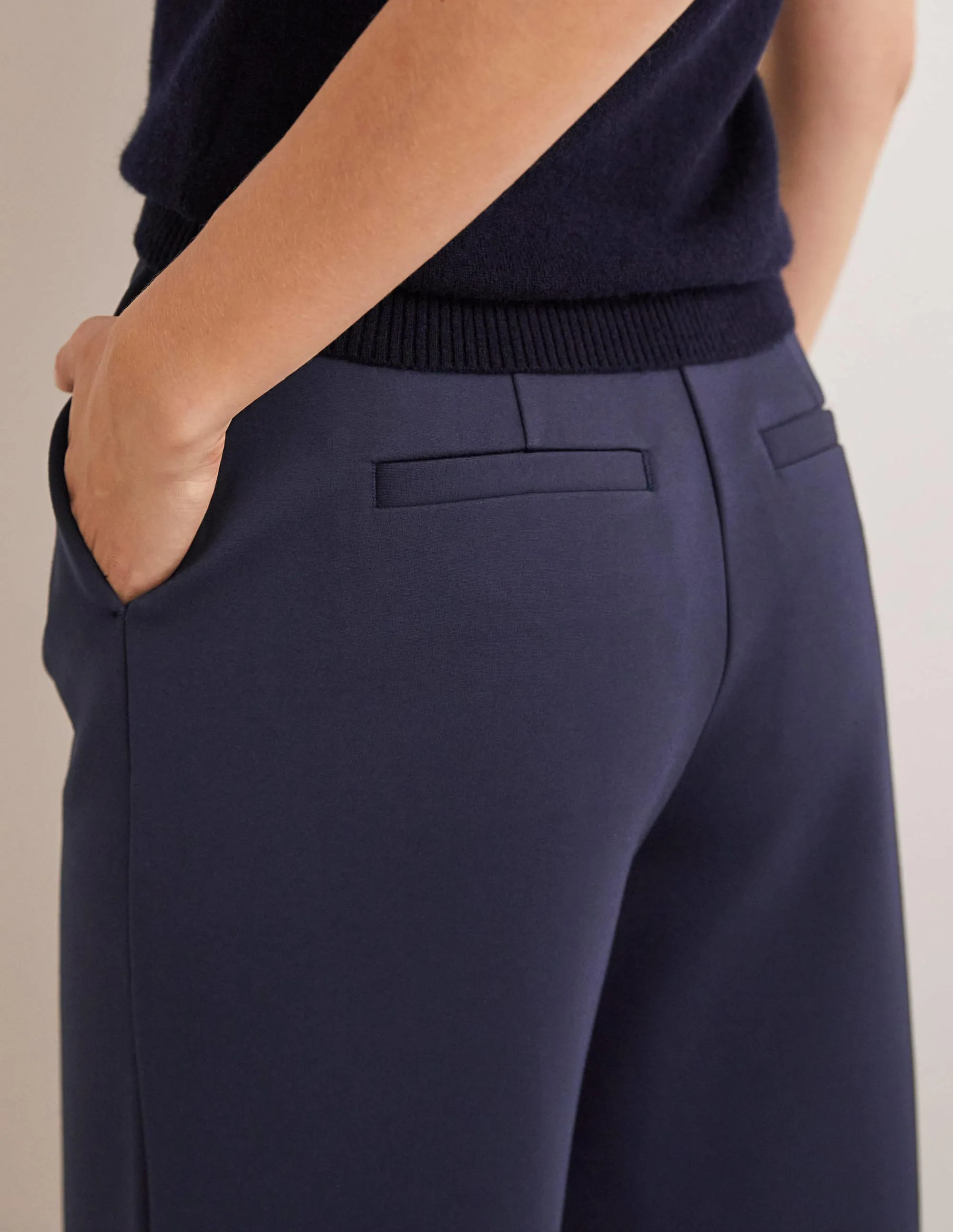 Jersey Wide Leg Culottes-Navy