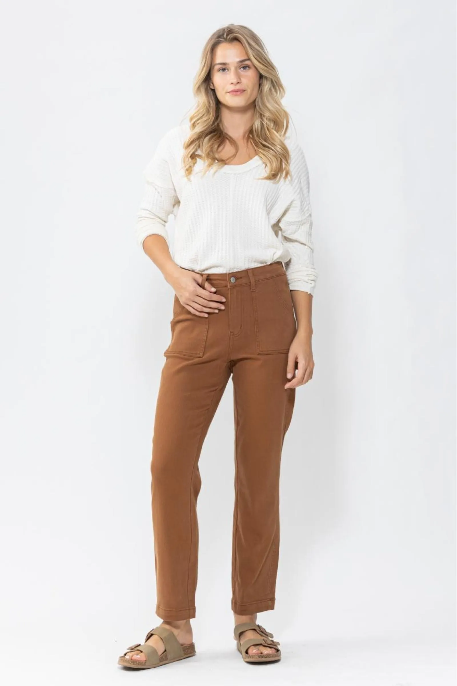 Judy Blue High Waist Brown Utility Slim Denim 88462