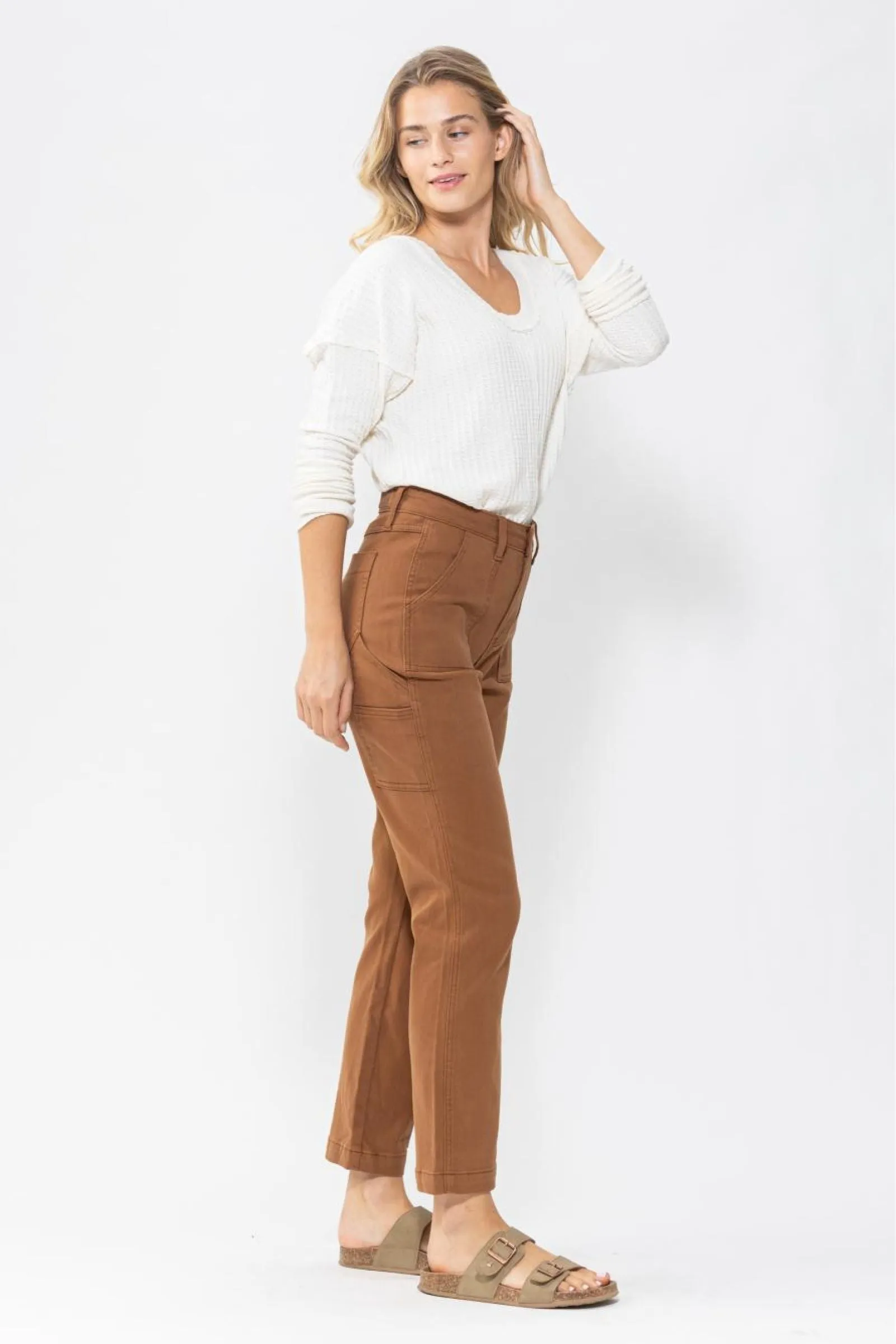 Judy Blue High Waist Brown Utility Slim Denim 88462