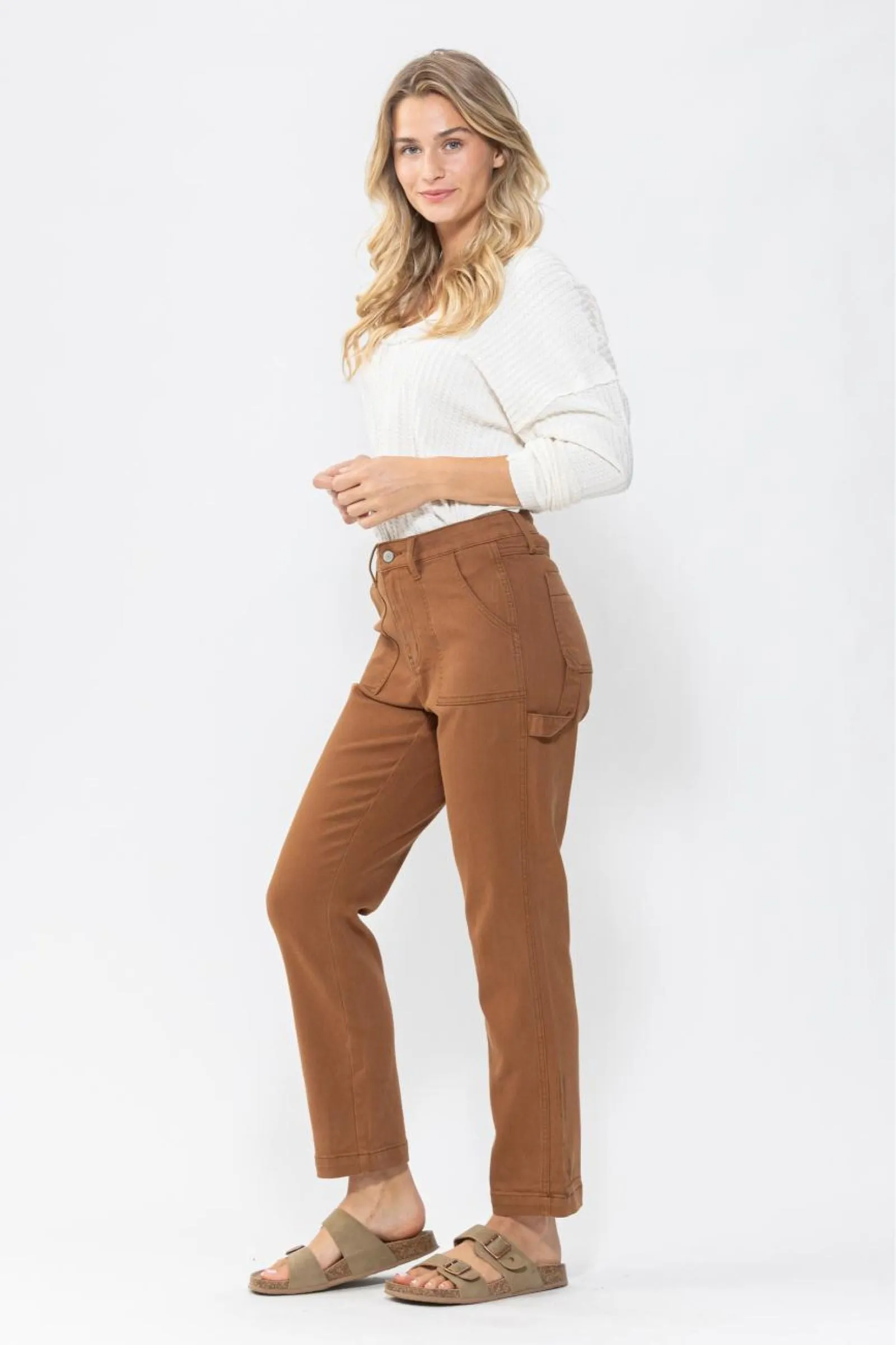 Judy Blue High Waist Brown Utility Slim Denim 88462