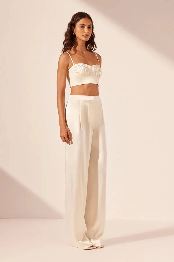 La Lune Mid Rise Straight Pant - Cream