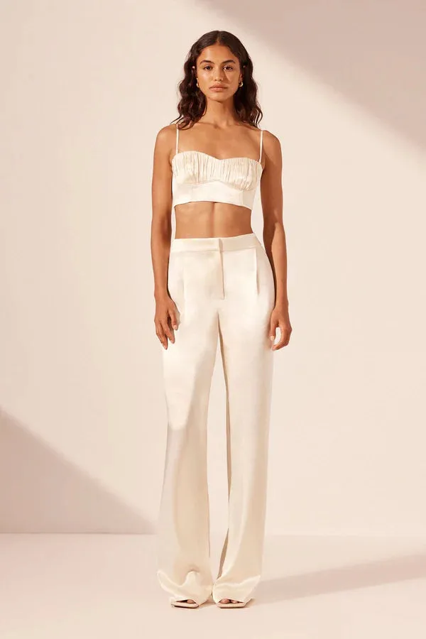La Lune Mid Rise Straight Pant - Cream