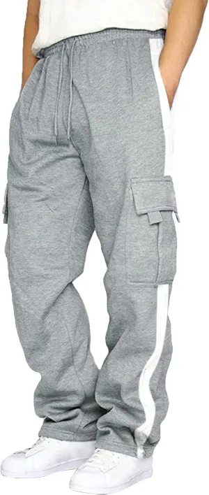 Mens Cargo Sweatpants Baggy Wide Straight Leg Joggers Running Workout Gym Track Golf Pants Beach Yoga Trousers