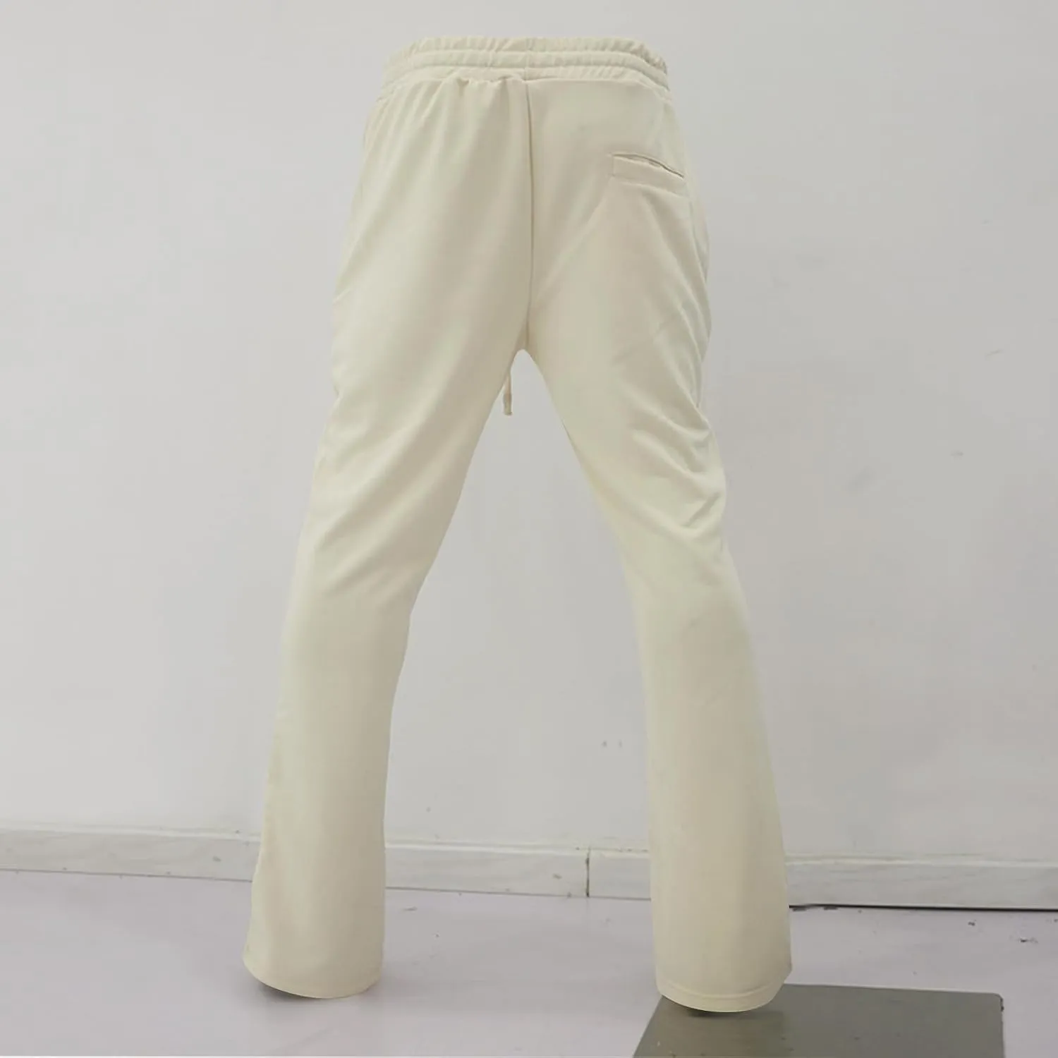 Mens Stacked Flared Joggers Open Front Drawstring Waist Sweatpants Casual Sport Athletic Pants with Pockets