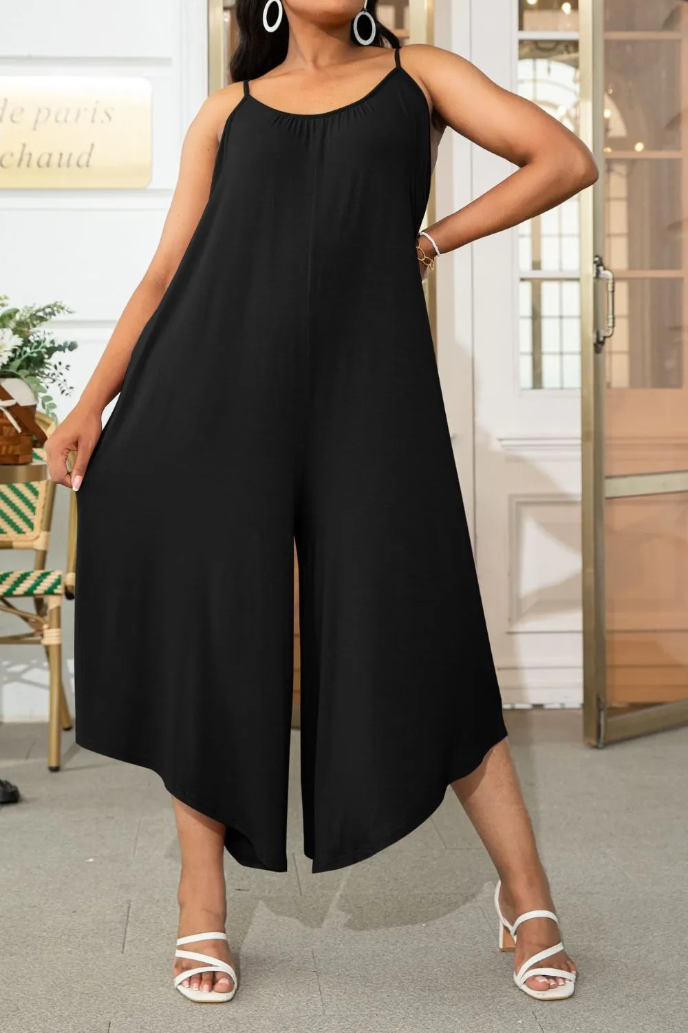 Sleeveless Bohemian Capri Wide Leg Oversized Pant Jumpsuit (Plus Size Only)