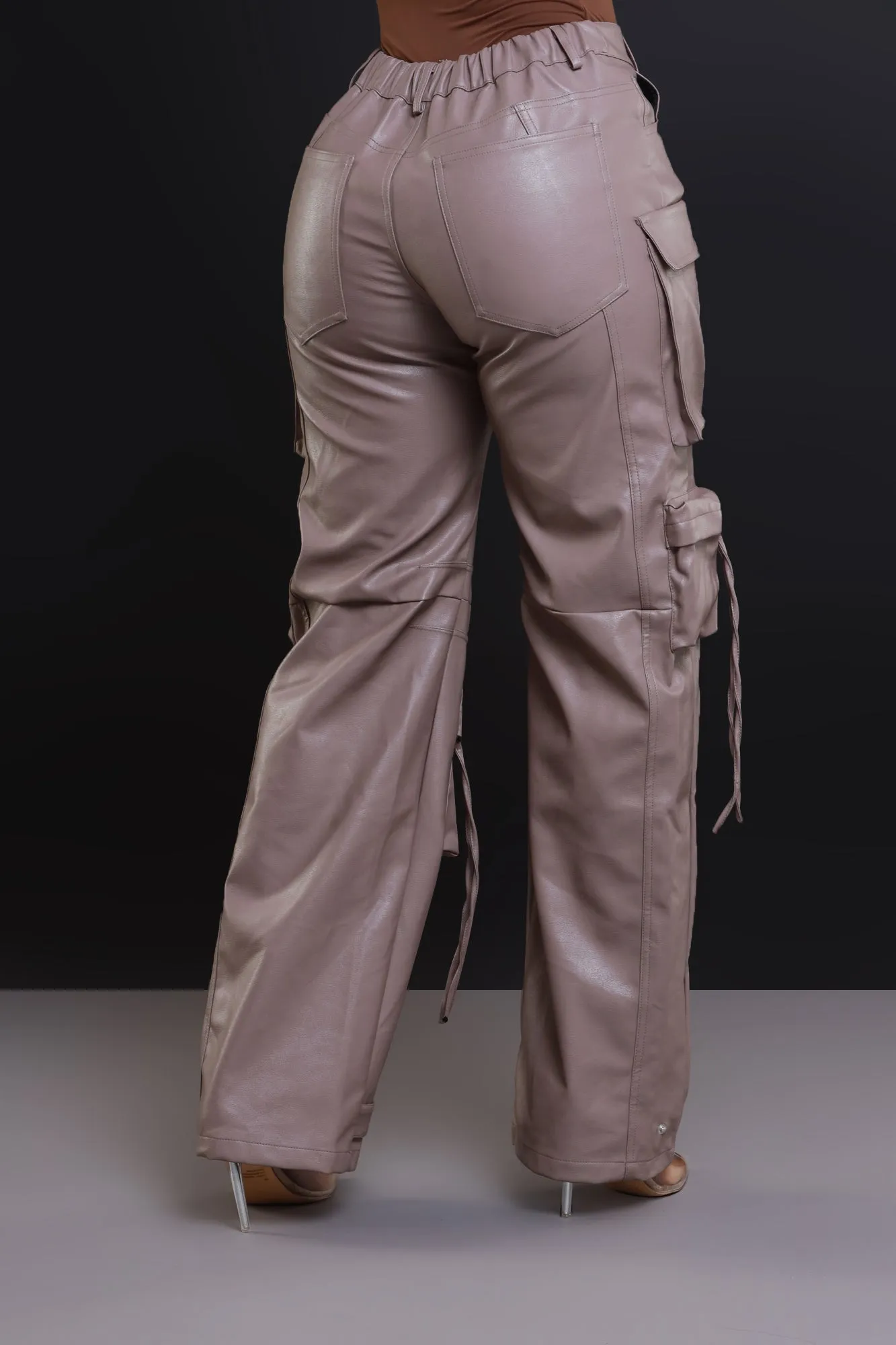 Undefeated Faux Leather Cargo Pants - Taupe