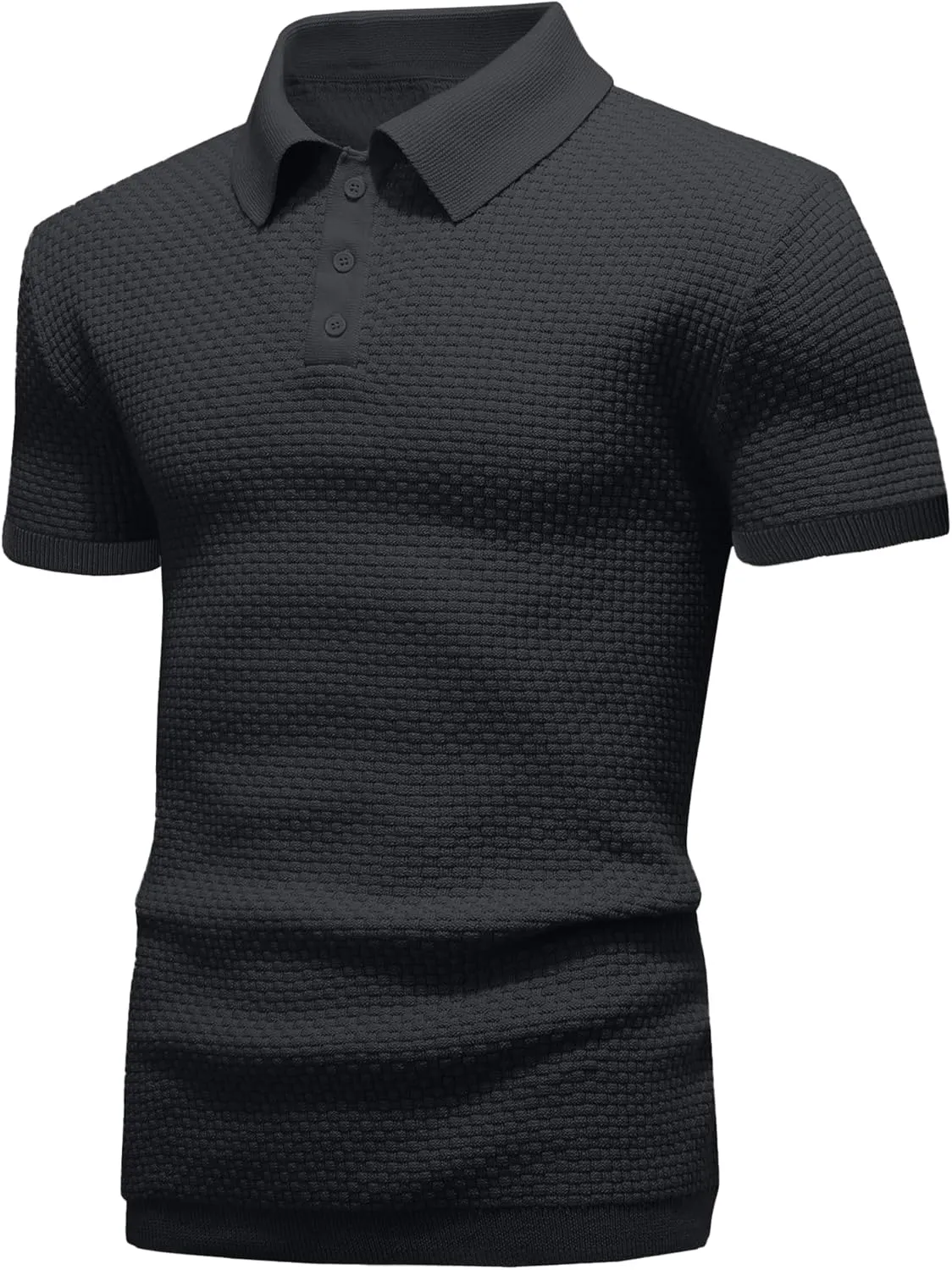 Zaitun Men's Knit Polo Shirts Business Casual Slim Fit Dress Shirts Short Sleeve Sweater