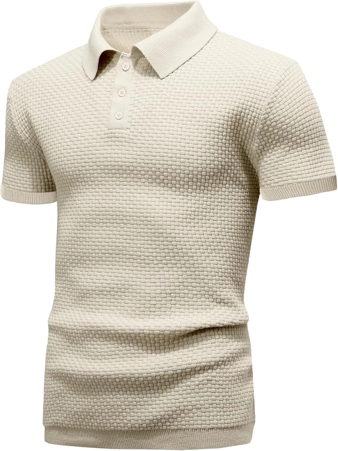 Zaitun Men's Knit Polo Shirts Business Casual Slim Fit Dress Shirts Short Sleeve Sweater