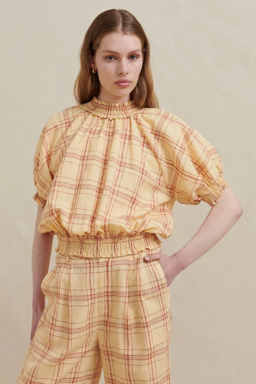 Zig Wide Leg Pant in Buttermilk Check