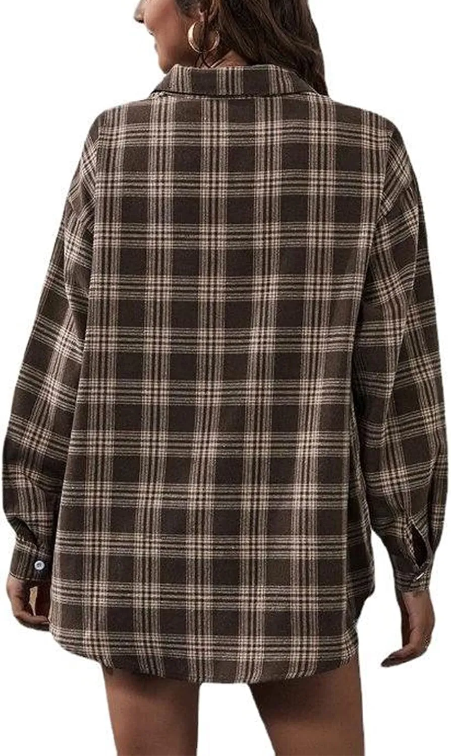 Zontroldy Plaid Flannel Shirts for Women Oversized Long Sleeve Button Down Buffalo Plaid Shirt Blouse Tops